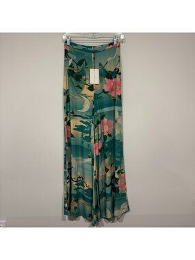 Spell & The Gypsy Collective Nightingale Wide Leg Pants Teal Size S NWT Rayon